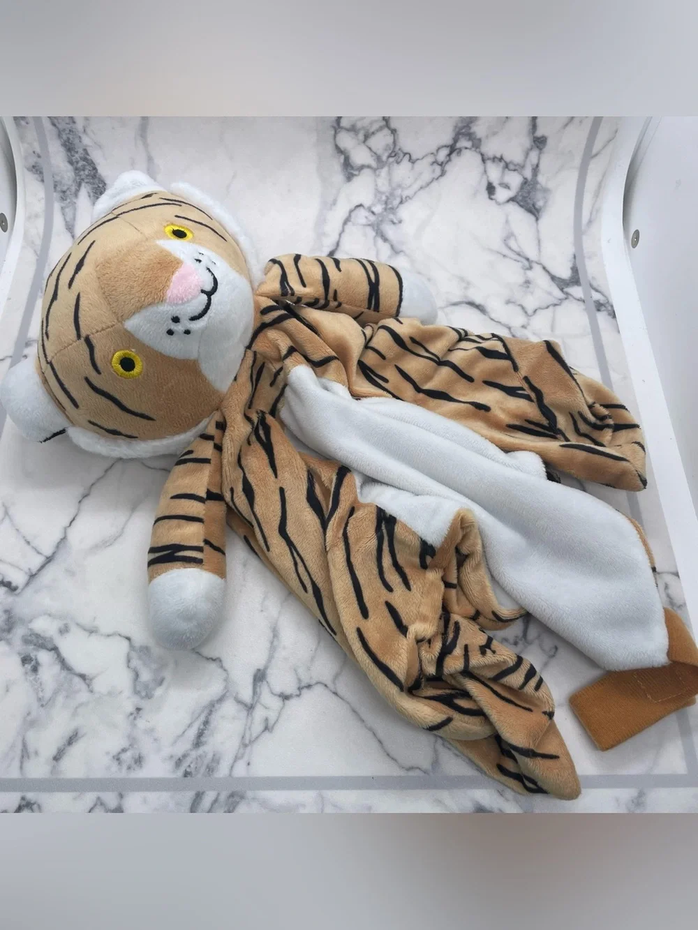 Love By Emi Plush ORANGE TIGER Security Blanket Pacifier Holder Plays  Sounds